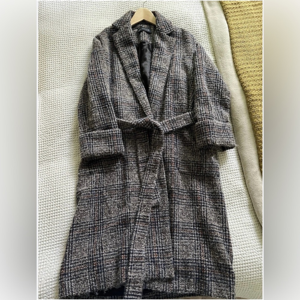 Zara Woman Belted Tweed Coat